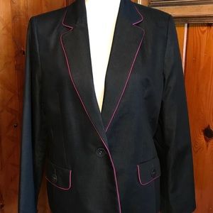 Apostrophe, Dark denim & fuchsia jacket. 16P